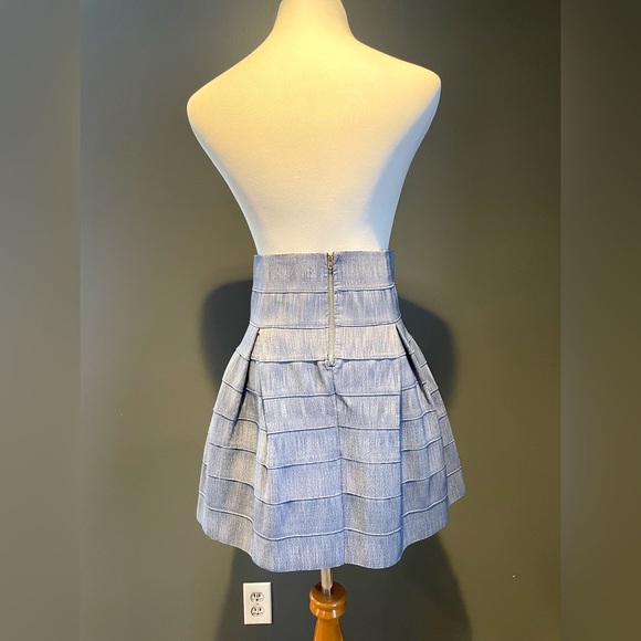 Blue Pleated Stretchy A-Line Skirt - Picture 2 of 3